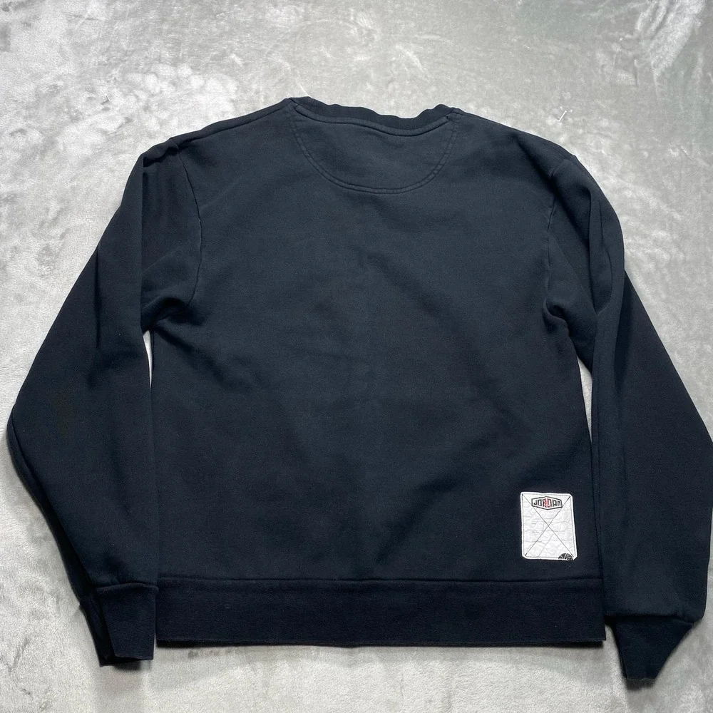 Jordan Nike Shirt Mens M Fleece Crew‎ Neck Pullover Sweatshirt Jumper Black